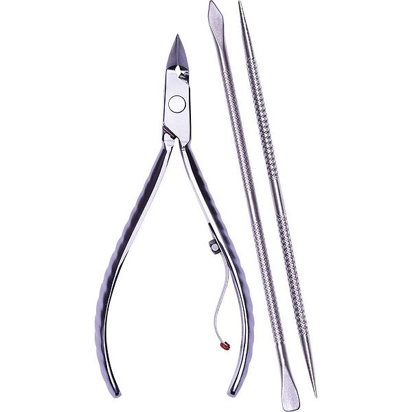 Alicate higiene pessoal p/cuticula  c/esp+palito inox - mundial (unidade)