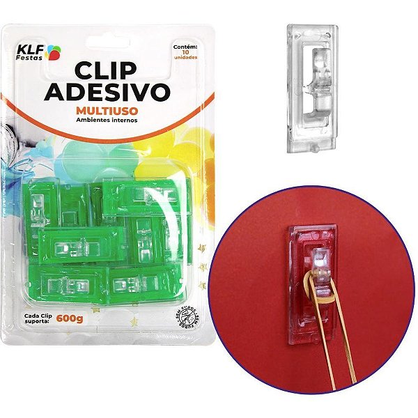 Artigo para festa clip adesivo multiuso fixacao - klf festas (bl.c/10)