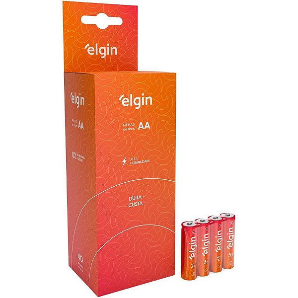 Pilha zinco pequena aa ro6 - elgin (tubo c/40)