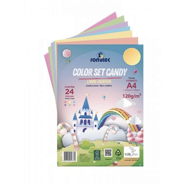 Bloco para educacao artistica color set candy c/liv.120g 24f - romitec (unidade)