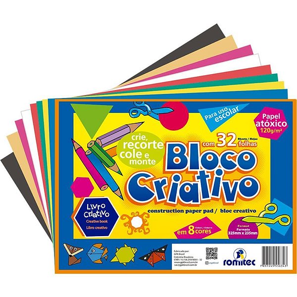 Bloco para educacao artistica livro criativo 8c a4 120g 32fl - romitec (unidade)