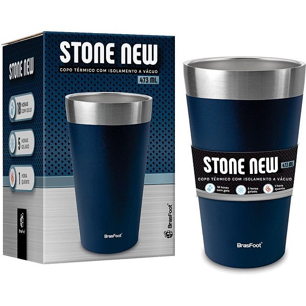 Copo termico new stone azul 473ml. s/tampa - brasfoot (unidade)