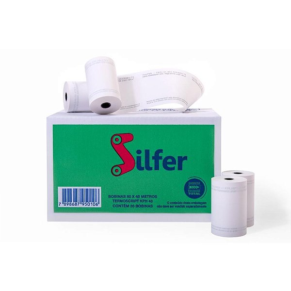 Bobina termica 80mmx40m branca 48g. - silfer (cx.c/30)