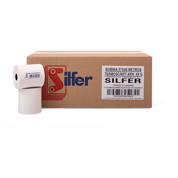 Bobina termica relogio ponto 57mmx40m branca 48g. - silfer (cx.c/30)