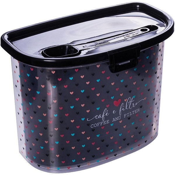 Pote plastico porta cafe c/colher dec. 1,5l - plasutil (unidade)