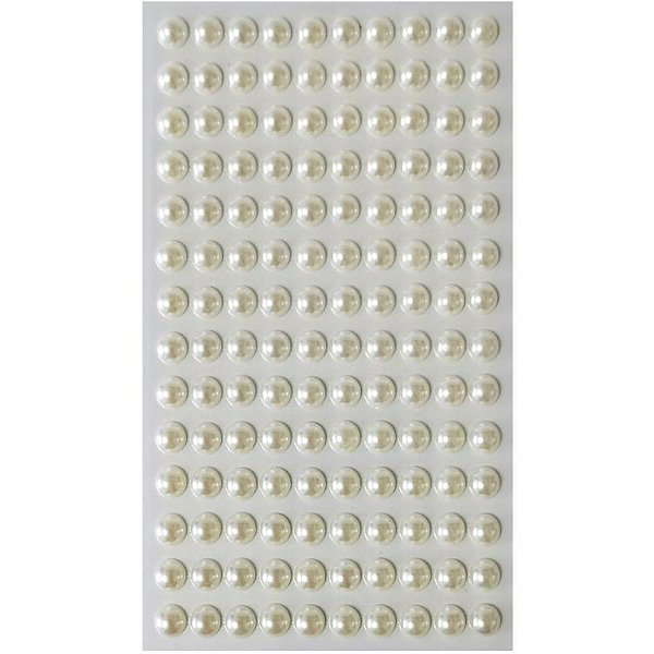 Pedraria 1/2 perola 8mm perola adesiva - make+ (pct.c/12)