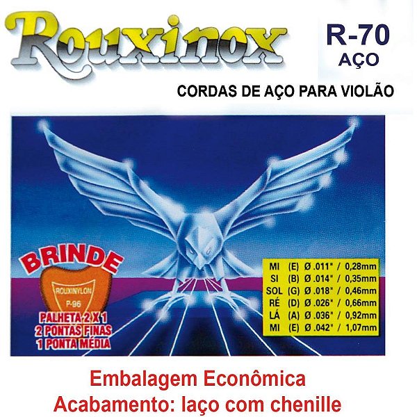 Encordoamento p/violao aco inox c/chenille - rouxinol (unidade)