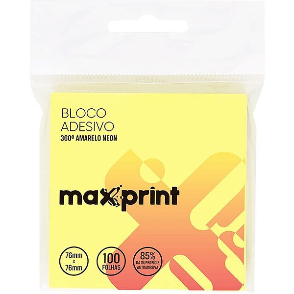 Bloco de recado autoadesivo 76x76mm 360 graus amarelo 100f - maxprint (unidade)
