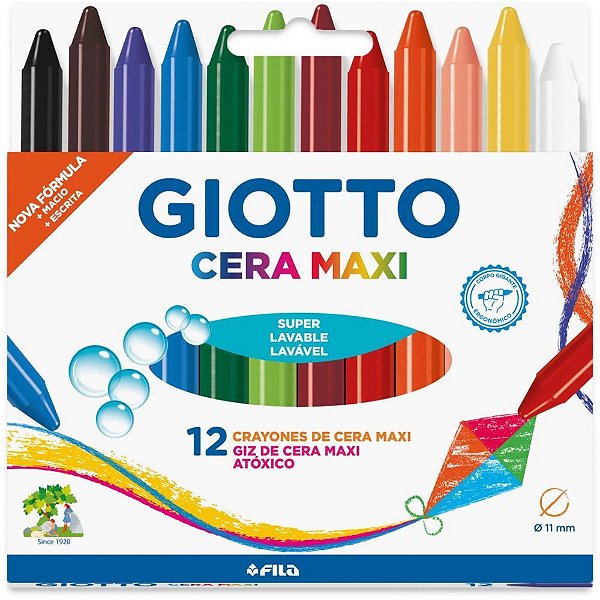 Giz de cera fino giotto maxi 12 cores - canson (pct.c/12)