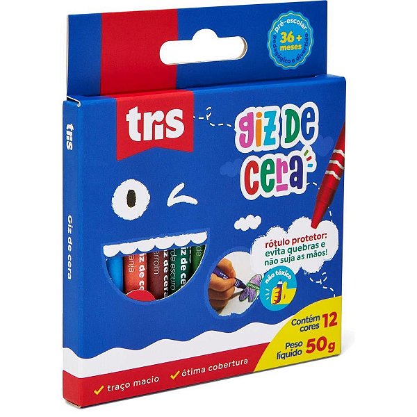 Giz de cera fino tris 12 cores - summit (unidade)