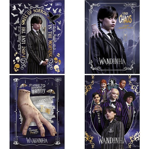 Caderno brochurao capa dura wandinha 80fls. - tilibra (pct.c/05)