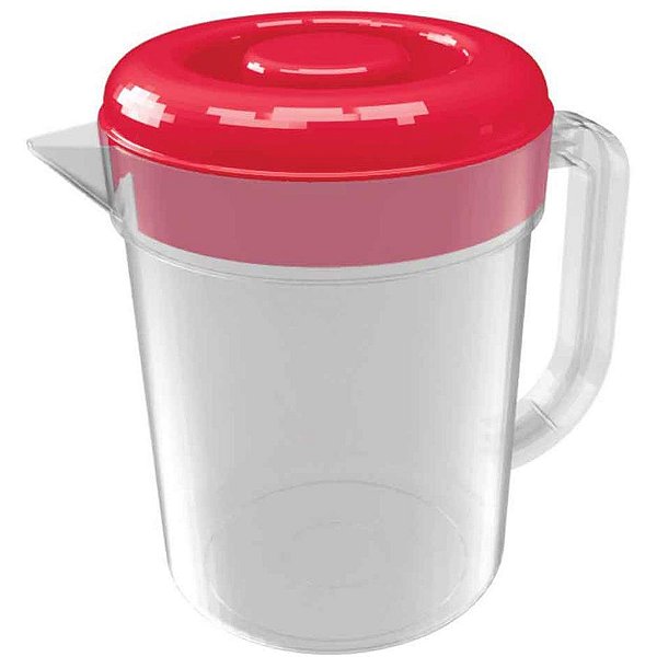 Jarra plastica 2l red. c/tampa verm. - nitron (unidade)