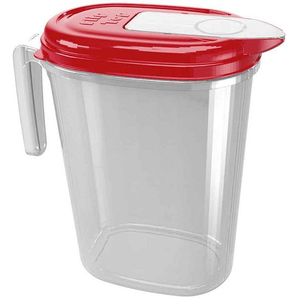Jarra plastica 2l. c/tampa vermelha - nitron (unidade)