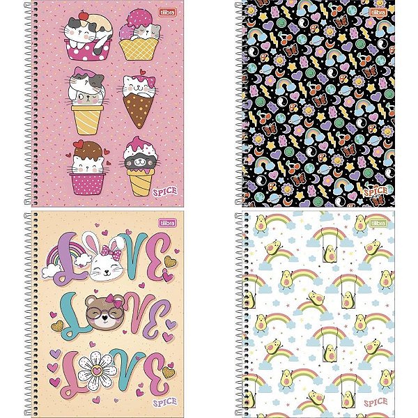 Caderno 01x1 capa dura spice feminino 80 folhas - tilibra (pct.c/04)