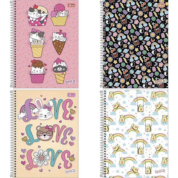 Caderno 12x1 capa dura spice feminino 192 folhas - tilibra (pct.c/04)