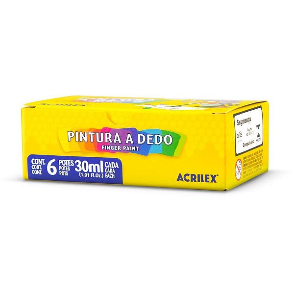 Tinta pintura a dedo 06 cores 30ml. - acrilex (pct.c/12)