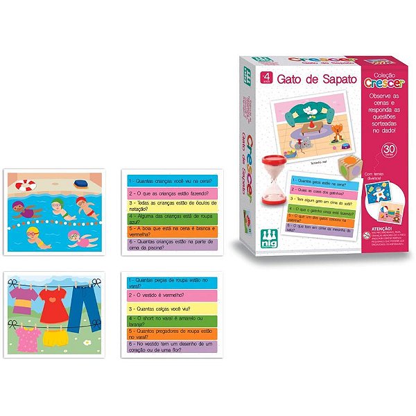 Brinquedo educativo gato de sapato 30cartas - nig brinquedos (unidade)