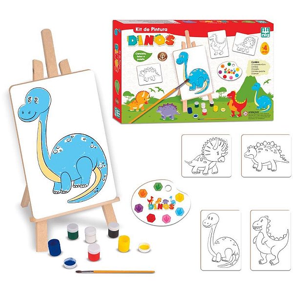 Brinquedo para colorir kit pintura dinos - nig brinquedos (unidade)