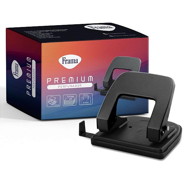 Perfurador de papel metal medio preto p/20fls - frama (unidade)