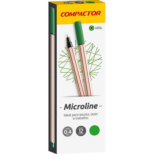 Caneta com ponta porosa microline 0,4mm verde - compactor (cx.c/12)