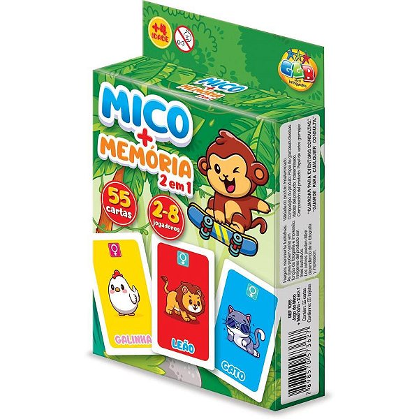 Jogo de cartas mico+memoria 2em1 55cts - ggb plast (unidade)