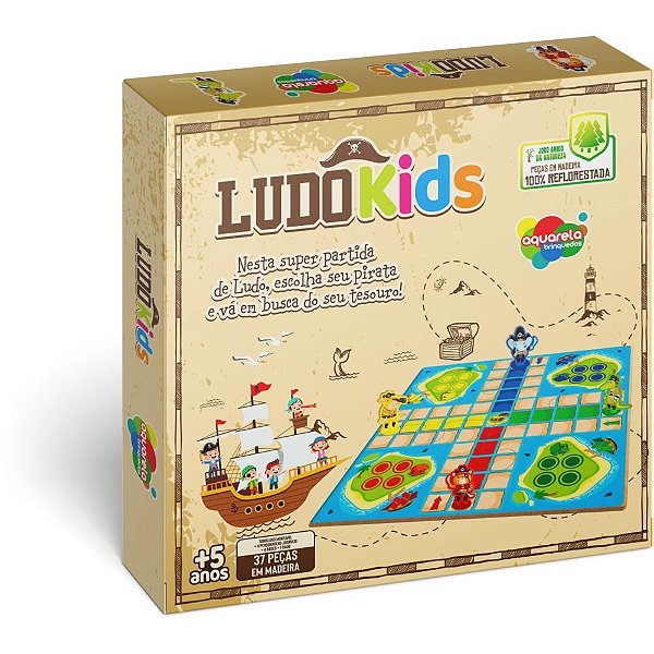 Brinquedo pedagogico madeira ludo kids 37pcs - aquarela brinquedos (unidade)