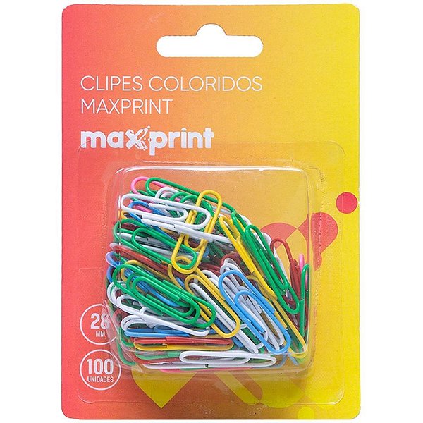 Clipe colorido 6cores c/100un - maxprint (blister) - Papelaria Toledo