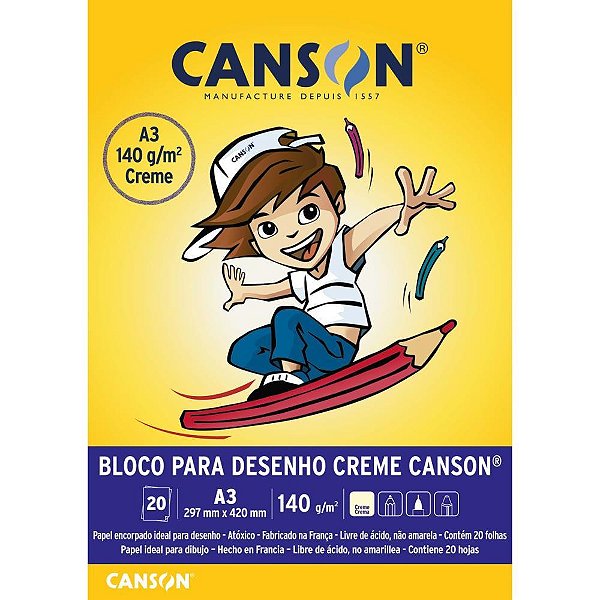 Bloco para educacao artistica creme infantil 20f a3 140g - canson (pacote)