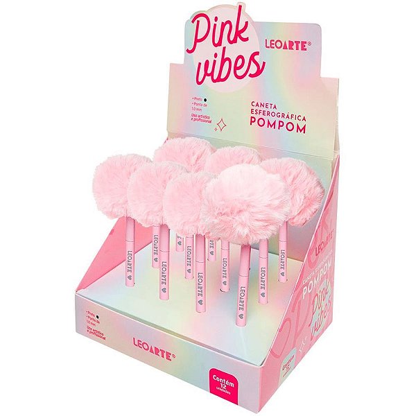 Caneta esferografica pink vibes pompom 1.0 preta - leonora (dp.c/12)