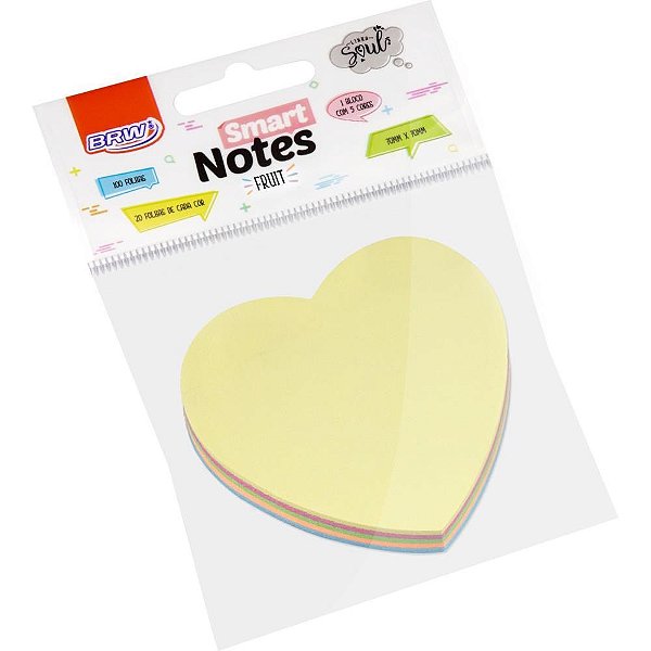 Bloco de recado autoadesivo smart notes coracao 70x70 100f - brw (blister)
