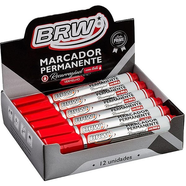 Pincel marcador permanente linha prime recarregavel vm. - brw (cx.c/12)