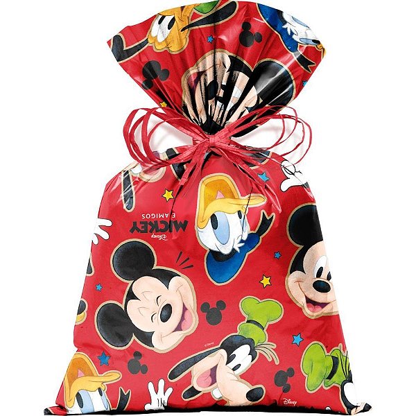 Saco metalizado 60x90cm mickey stickers perolado - cromus (pct.c/25)