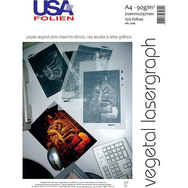 Papel vegetal a4 90g. 210x297mm. - usa folien (pct.c/100)
