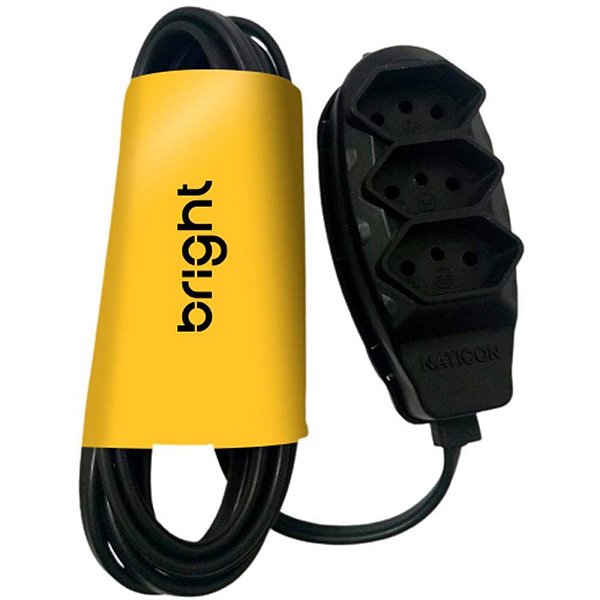 Extensao eletrica tripolar 3m 3 tomadas preta - bright (unidade)