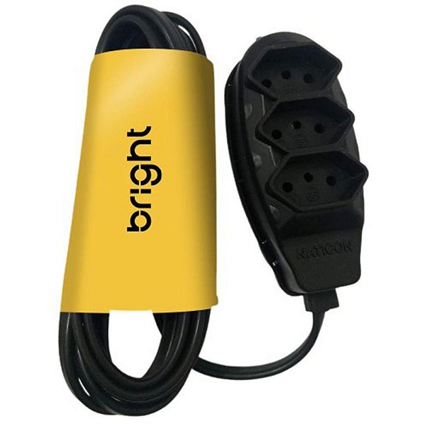 Extensao eletrica tripolar 3m 3 tomadas preta - bright (unidade)