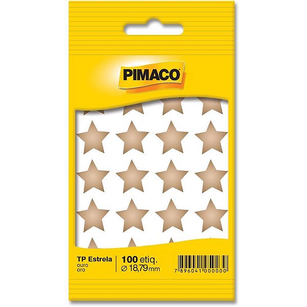 Etiqueta lisa com formas tp estrela ouro 5 fls - pimaco (ct.c/20)