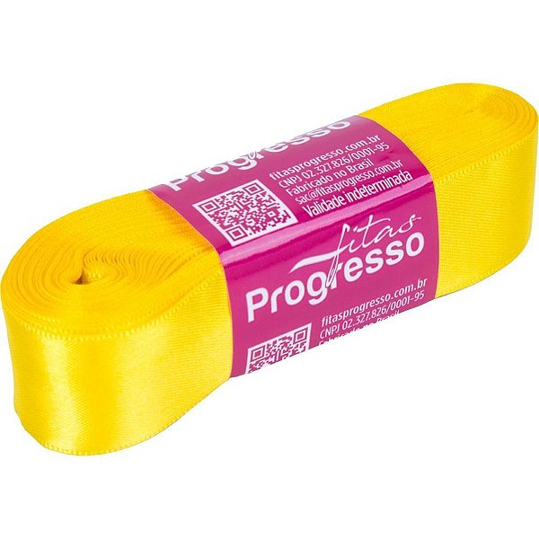 Fita de cetim 22mm 10m. amarelo gema - fitas progresso (unidade)