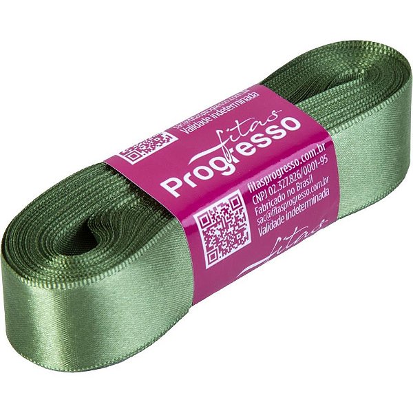 Fita de cetim 22mm 10m. verde militar - fitas progresso (unidade)