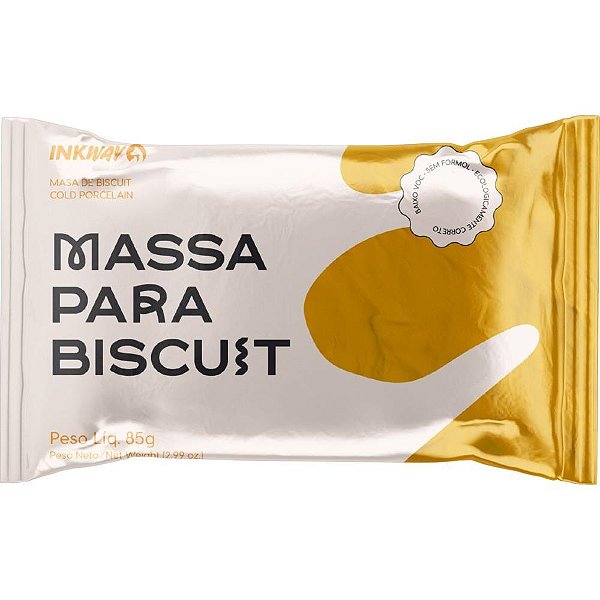 Massa de porcelana fria biscuit 85g amarelo ouro - ink way (cx.c/10)