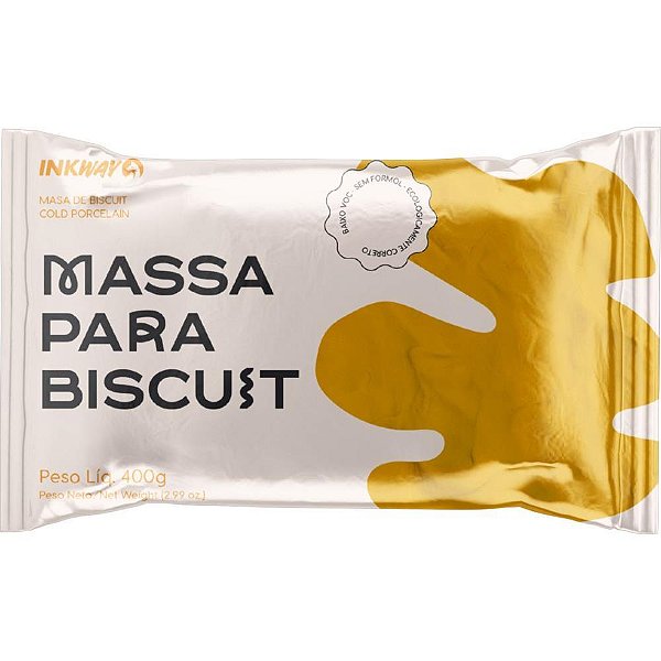 Massa de porcelana fria biscuit 400g amarelo ouro - ink way (unidade)