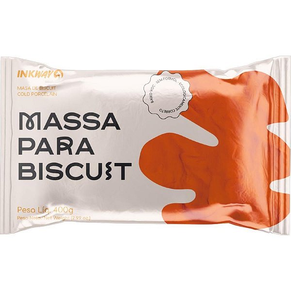 Massa de porcelana fria biscuit 400g laranja - ink way (unidade)
