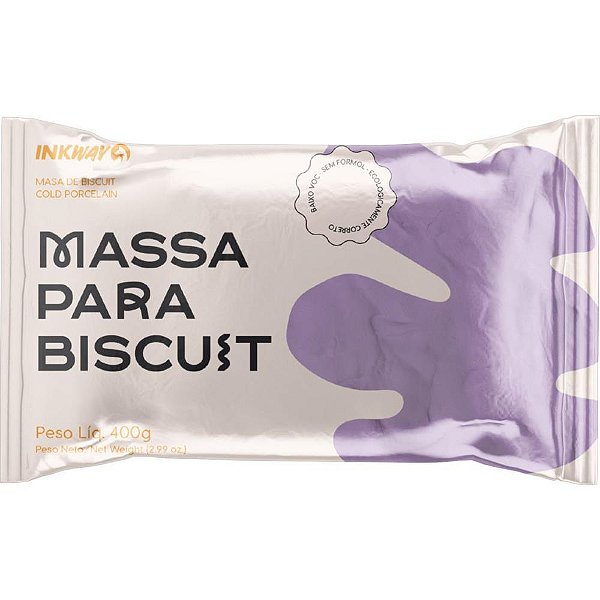 Massa de porcelana fria biscuit 400g lilas - ink way (unidade)