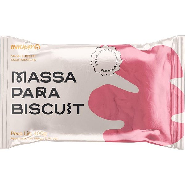 Massa de porcelana fria biscuit 400g rosa - ink way (unidade)
