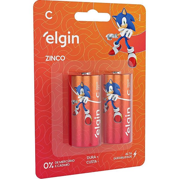 Pilha zinco media-c r14 1,5v. - elgin (bl.c/02)
