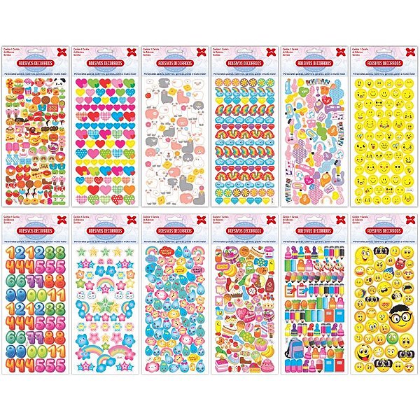 Adesivos decorados 10x24cm. divertidos cartela s. - make+ (pct.c/24)