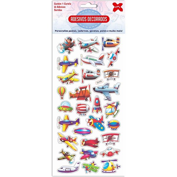 Adesivos decorados 10x24cm. aventura cartela sort - make+ (pct.c/24)