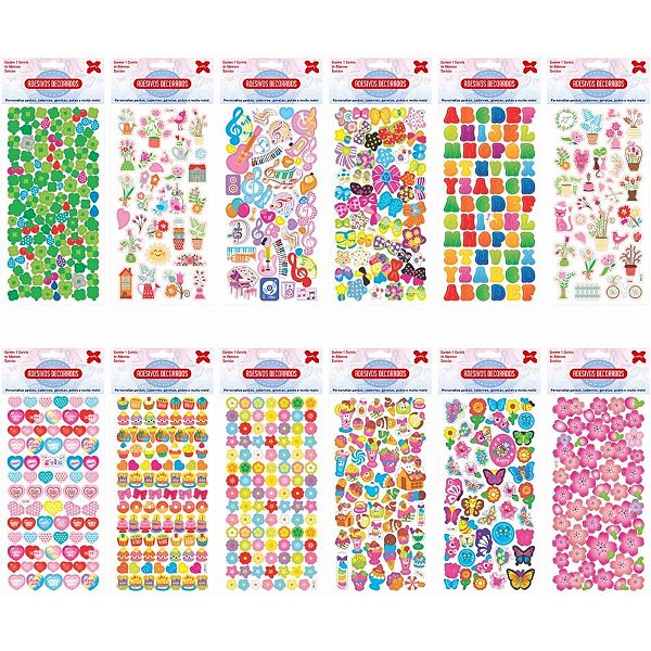 Adesivos decorados 10x24cm. encanto cartela sort. - make+ (pct.c/24)
