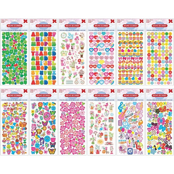 Adesivos decorados 10x24cm. encanto cartela sort. - make+ (pct.c/24)