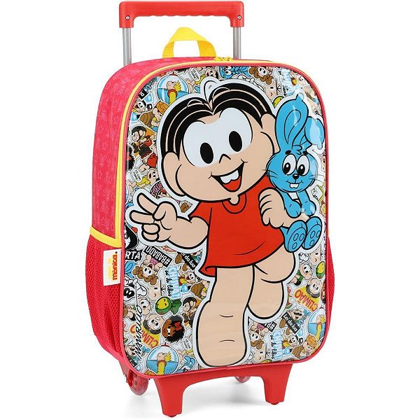 Mochila infantil com rodinha t. da monica g vermelha - luxcel (unidade)