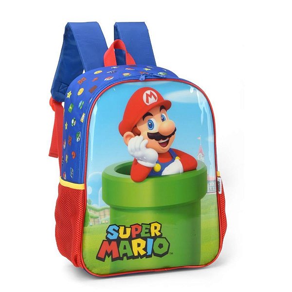 Mochila infantil super mario bros g azul - luxcel (unidade)